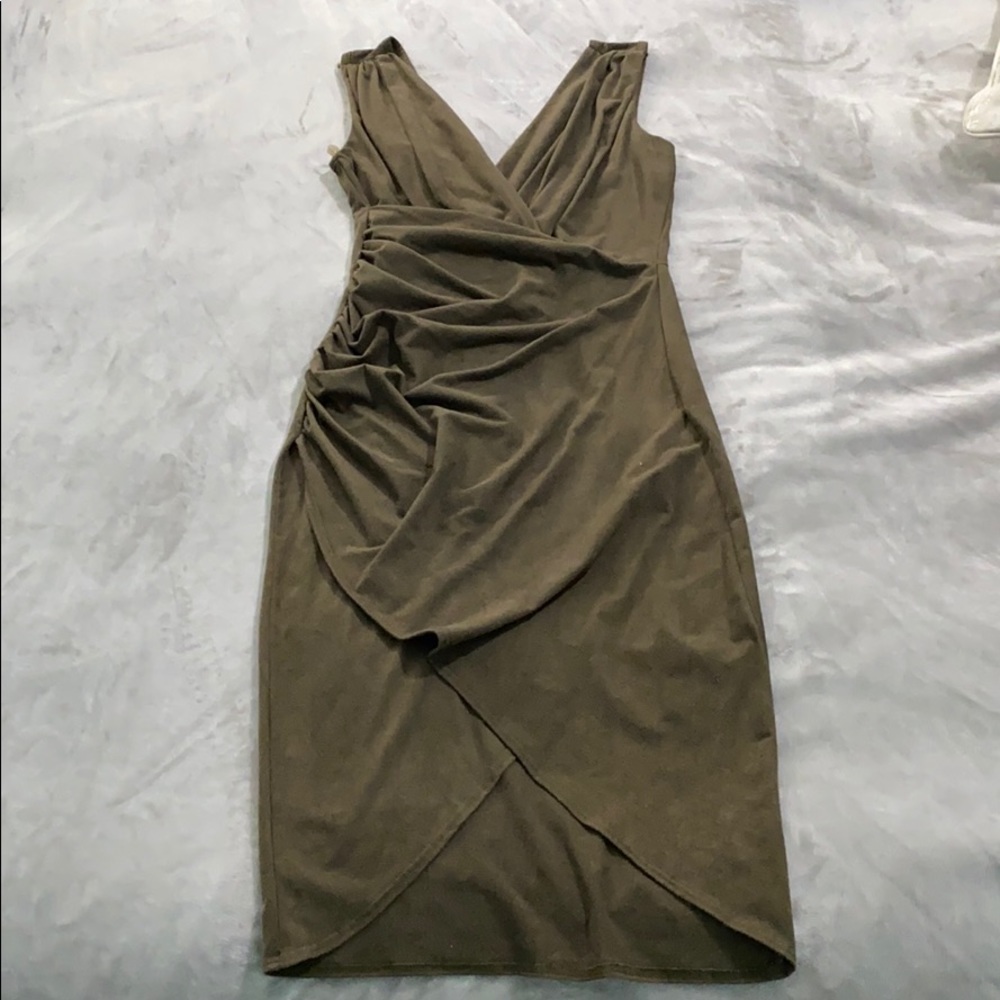 EUC Suede Sleeveless Midi Wrap Dress